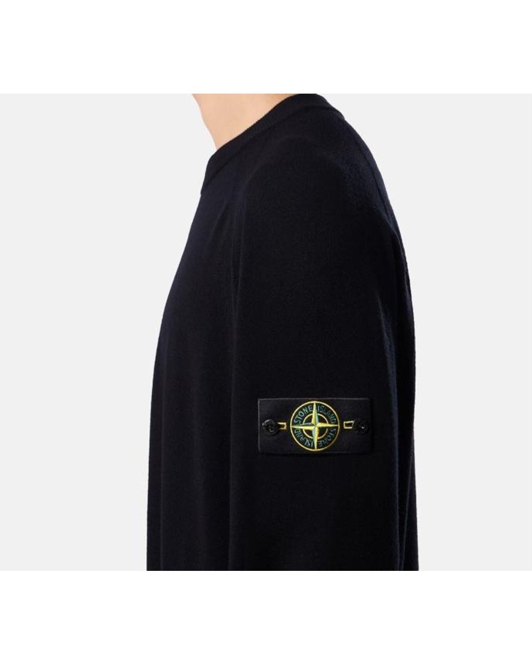 Stone Island Black Logo Patch Crewneck Sweater for men