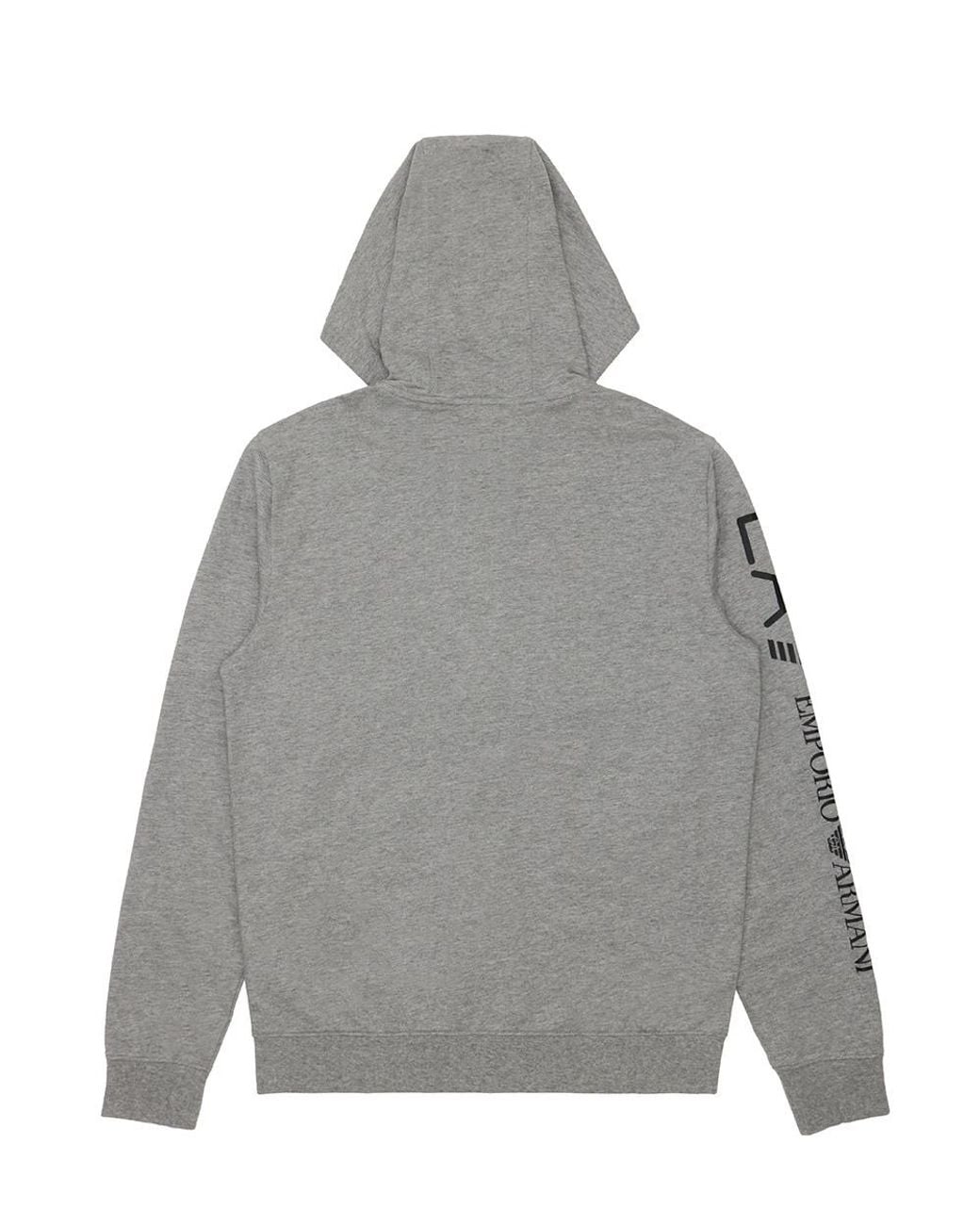 EA7 Gray Logo Printed Hooded Casual Jacket for men