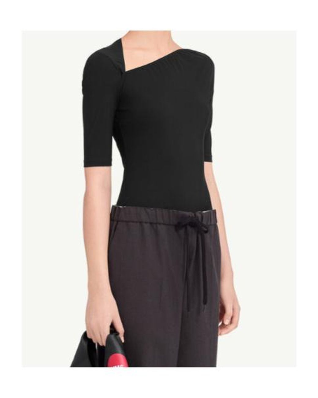 MM6 by Maison Margiela Black Asymmetric Jersey Top