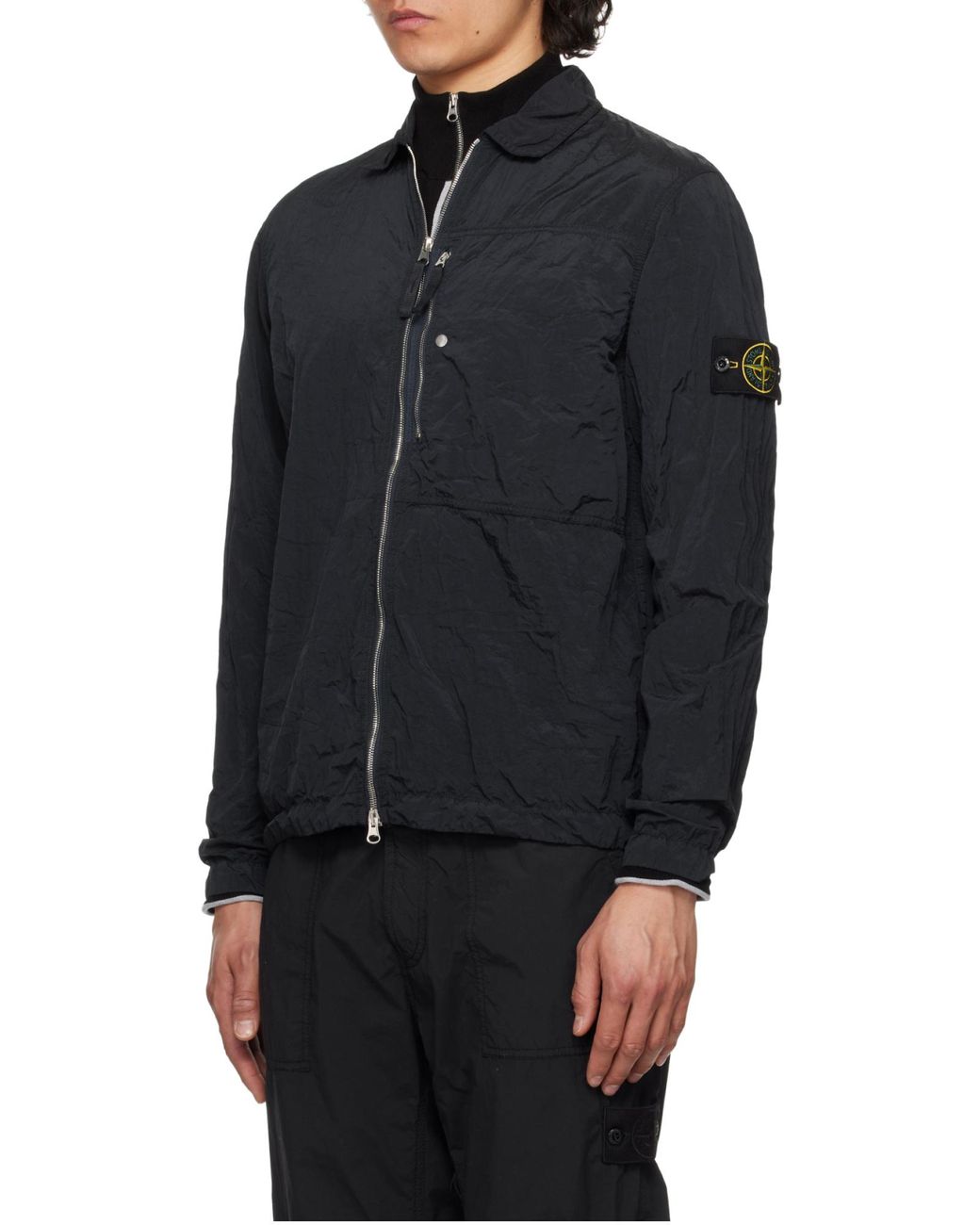 Stone Island Blue Compass Patch Zip-Up Jacket for men
