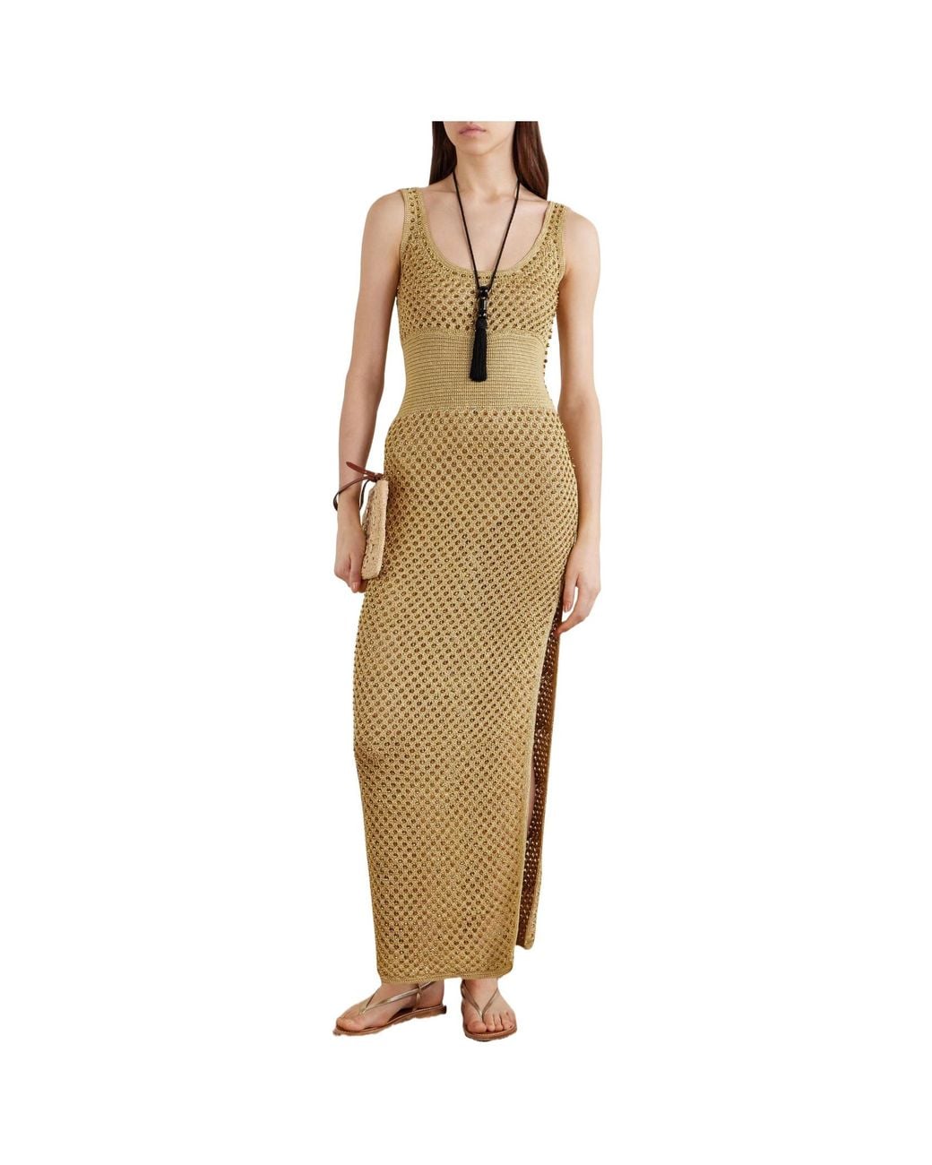 Galvan Metallic Crocheted Midi Dress