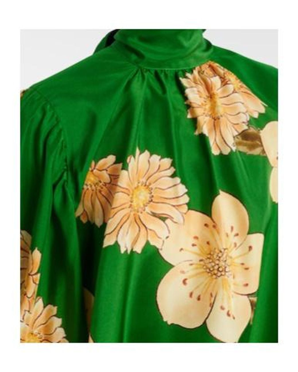 ALÉMAIS Green Sage Floral Silk Blouse