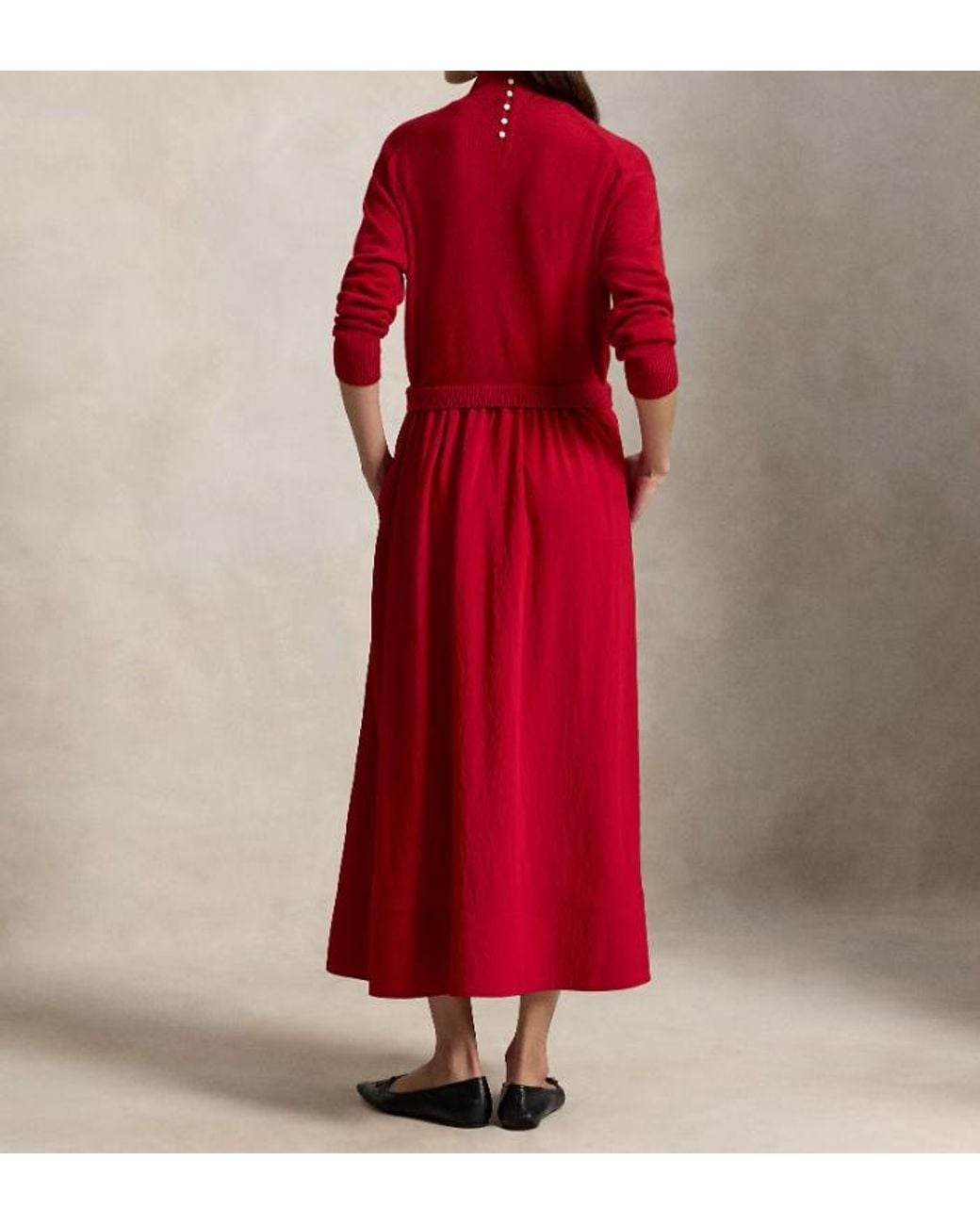 Polo Ralph Lauren Red Knitted High Neck Dress