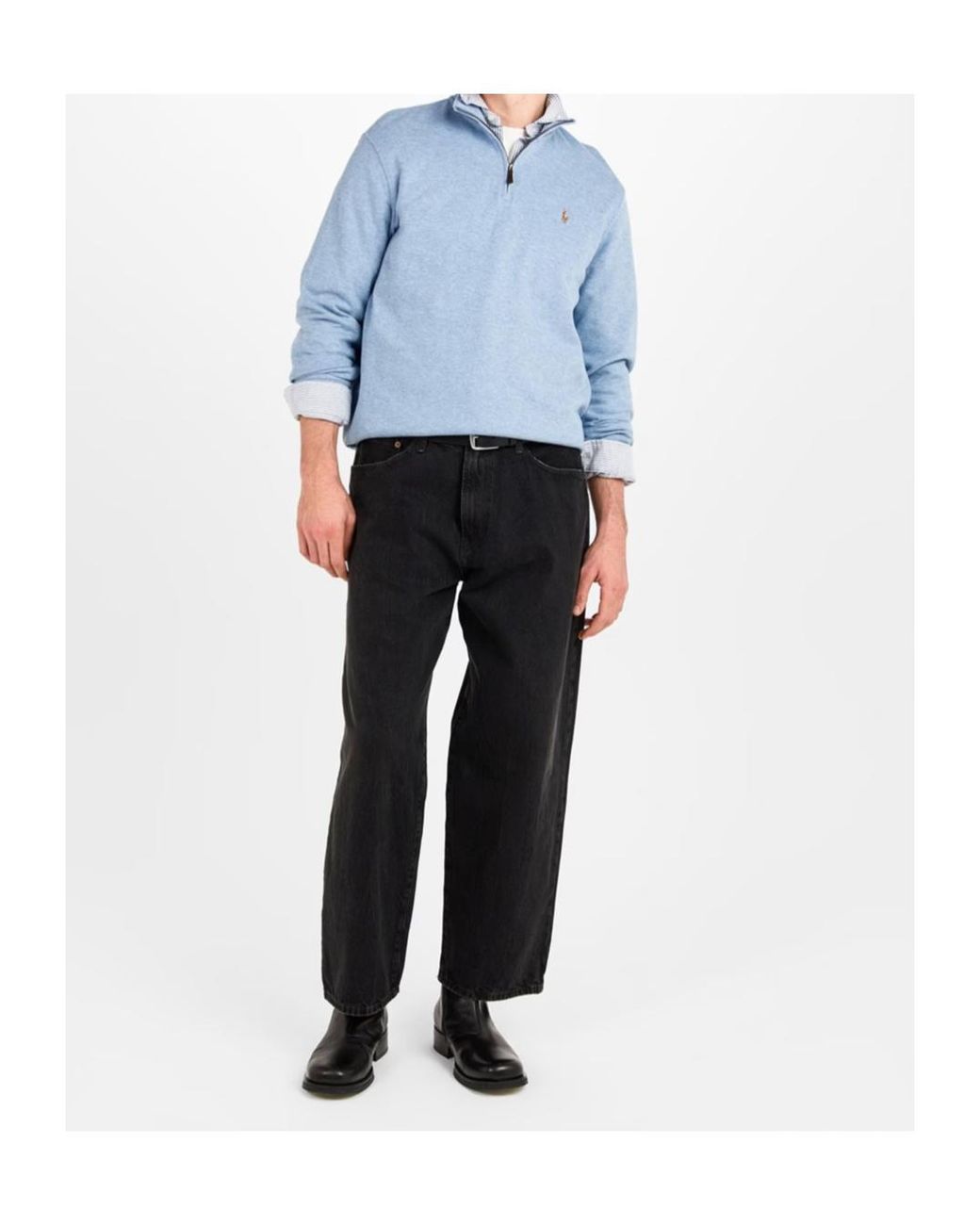 Polo Ralph Lauren Blue Estate Fleece Quarter Zip Sweater for men