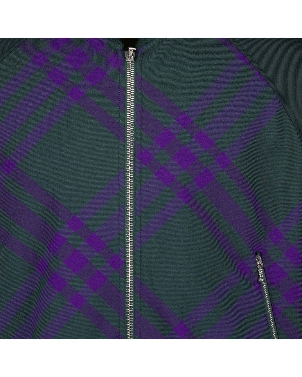 Burberry Green Checked Zipped Reversible Bomber Jacket for men