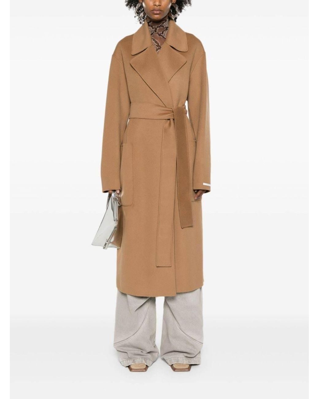 Sportmax Brown Buttoned Long-Sleeved Coat