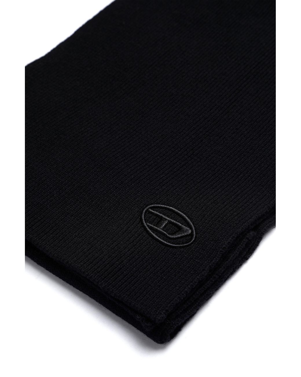 DIESEL Black K-Coder Logo Embroidered Ribbed Scarf for men