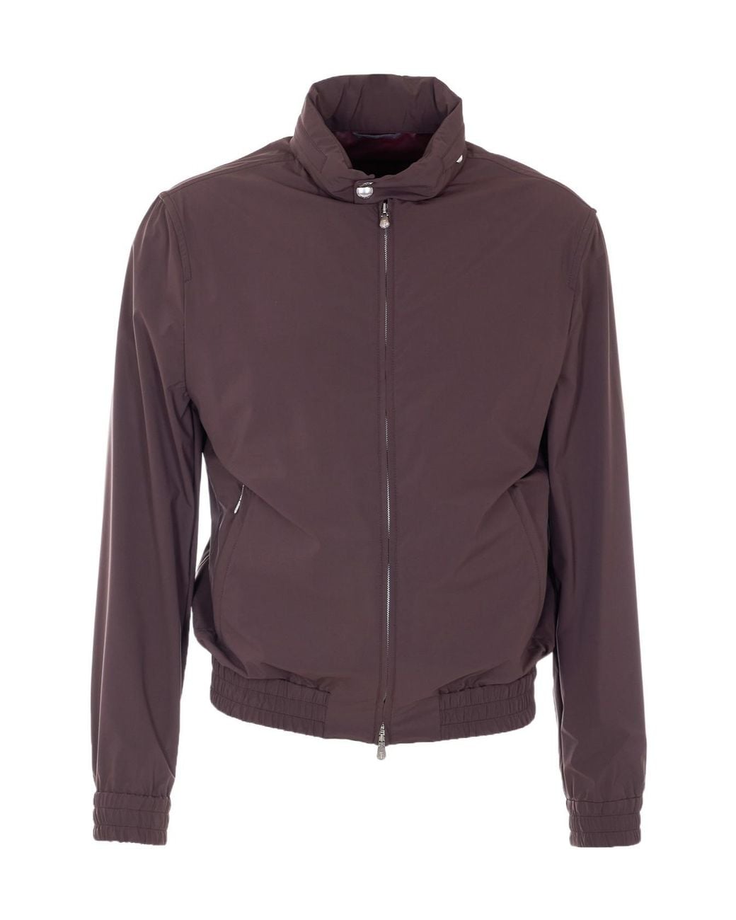 Brunello Cucinelli Purple Elasticated Hem Zipped Bomber Jacket for men