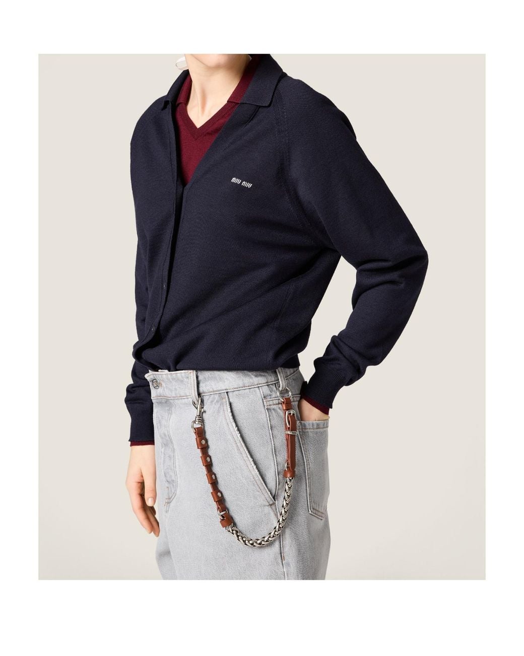Miu Miu Blue Wool Cardigan