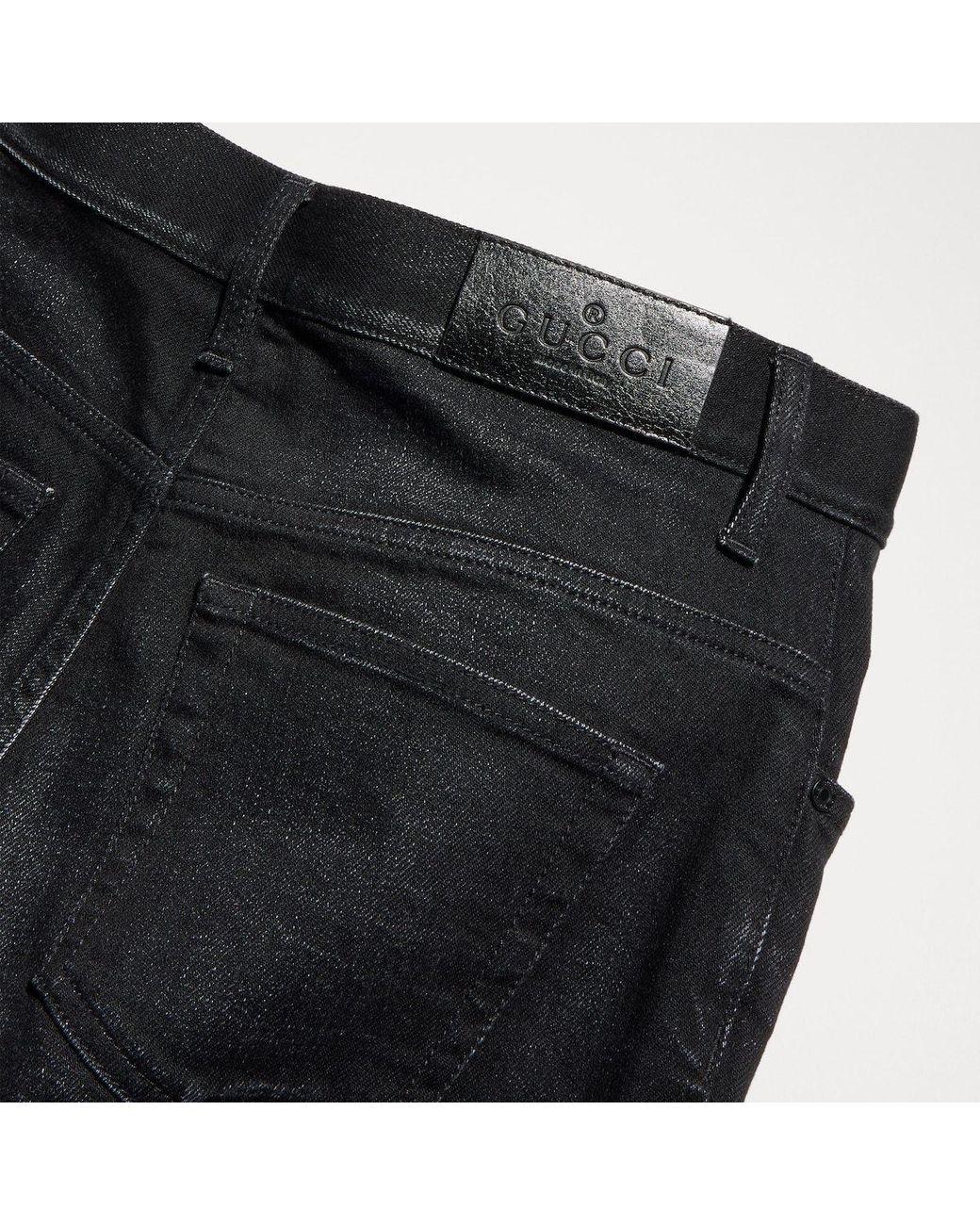 Gucci Black Flared Stretch Cotton Denim Pants