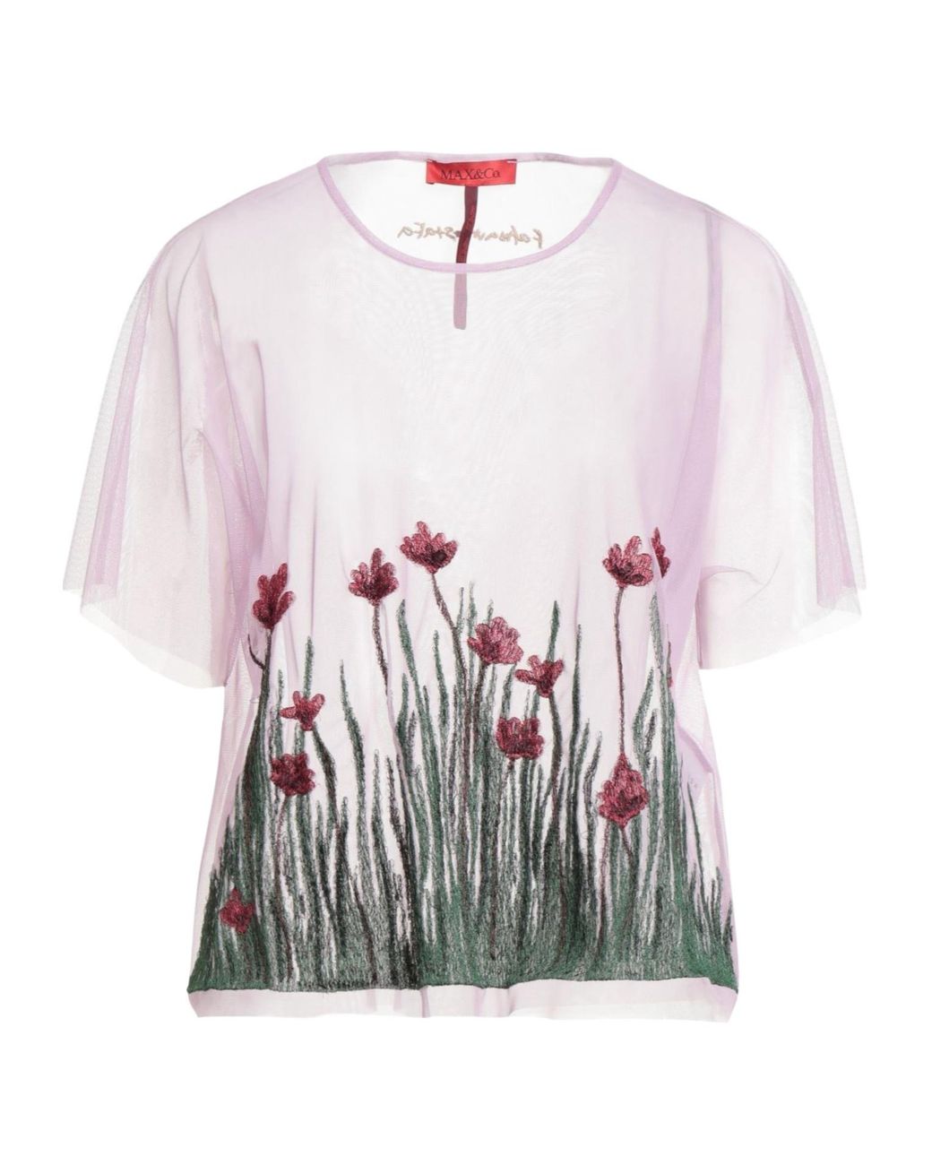 MAX&Co. White Floral Gauze T-Shirt