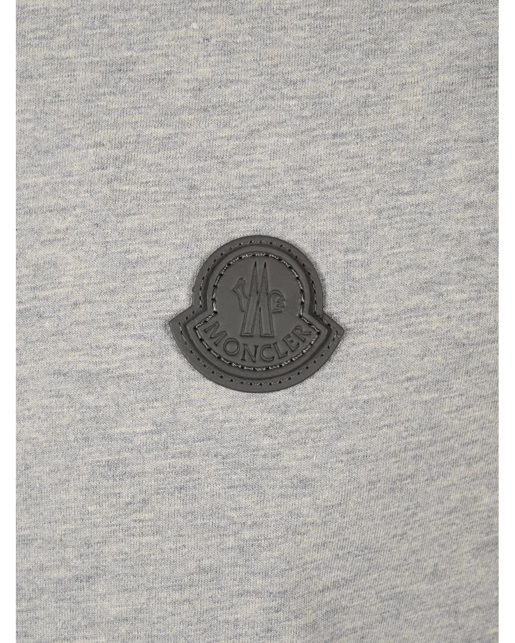 Moncler Gray Logo Patch Crew-Neck T-Shirt for men