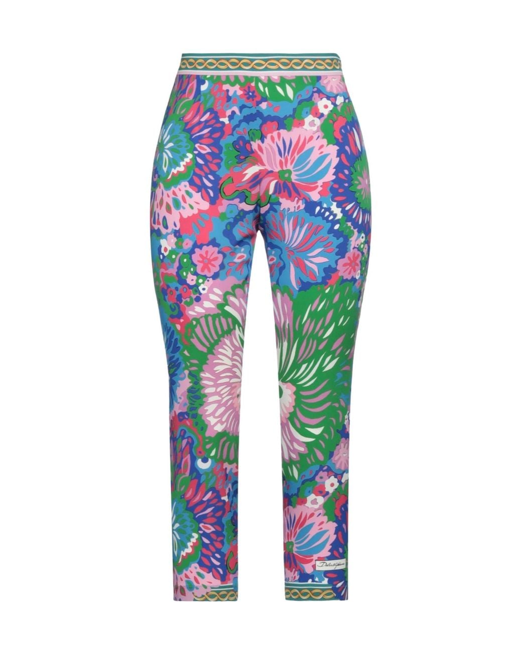 Dolce & Gabbana Blue Printed Stretch Casual Pants