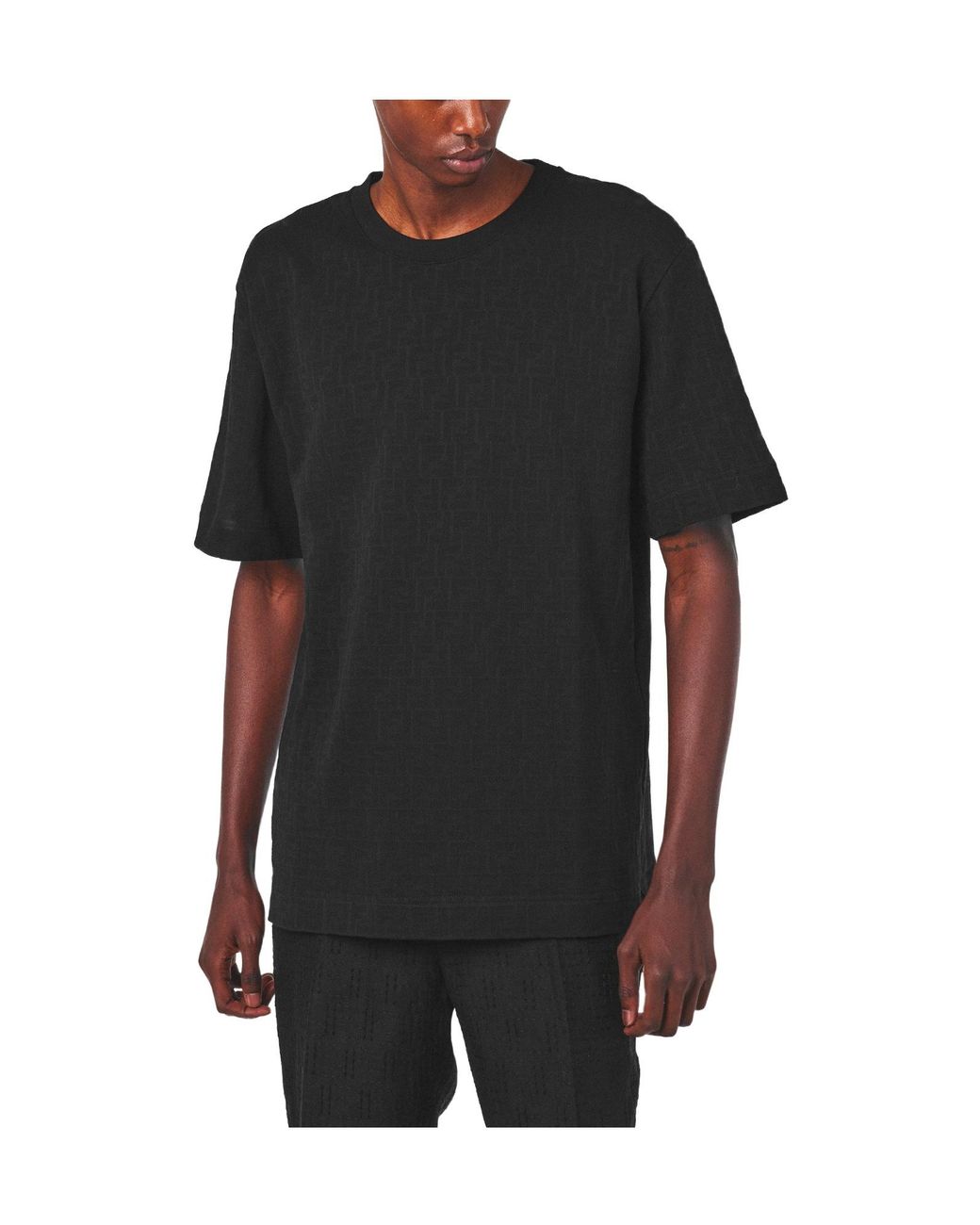 Fendi Black Crew Neck Short Sleeve Tee for men