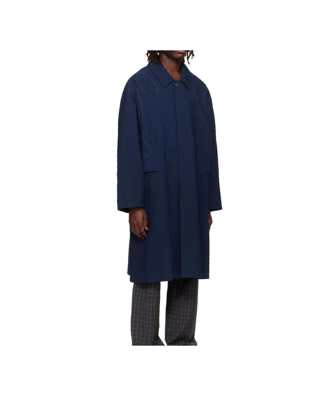 Kiko Kostadinov Blue Euri K-Shoulder Coat for men