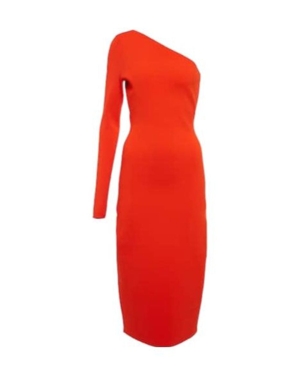 Victoria Beckham Red Vb Body One-Shoulder Midi Dress