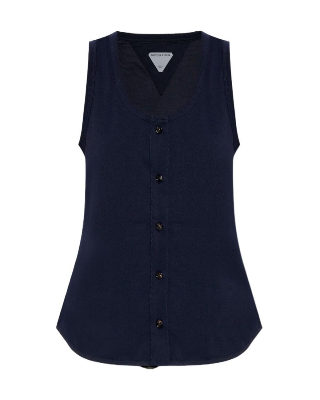 Bottega Veneta Blue Single Breasted Sleeveless Top