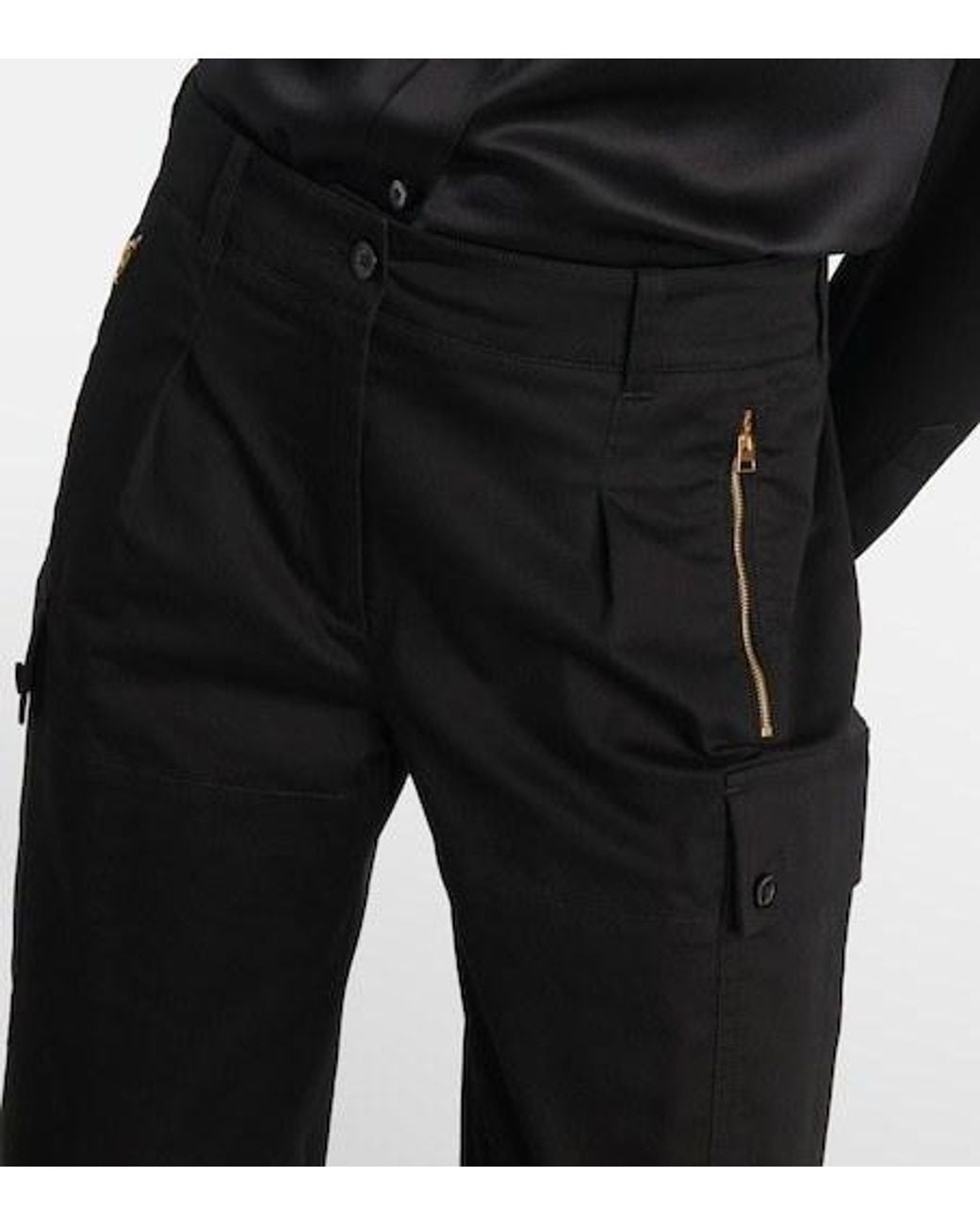 Tom Ford Black Cotton Twill Cargo Pants