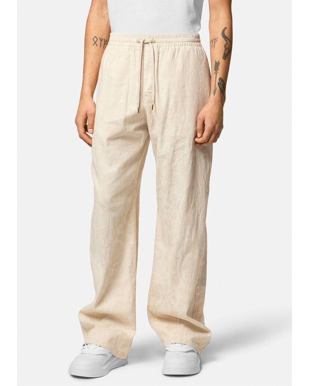 Versace Natural Barocco Straight-Leg Trousers for men