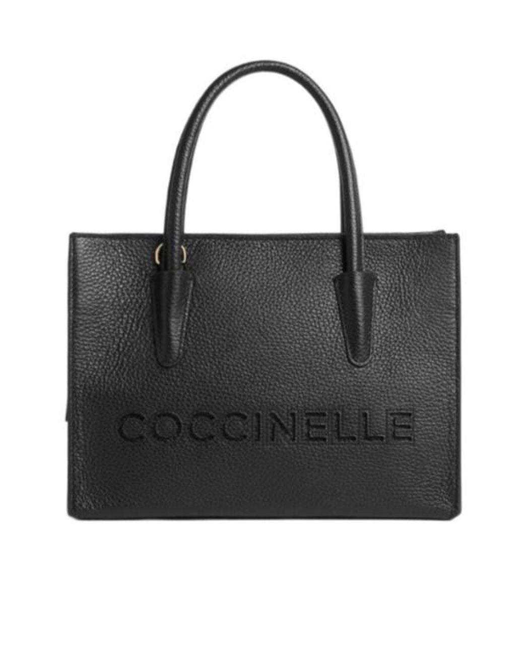 Coccinelle Black Embossed Logo Shoulder Bag