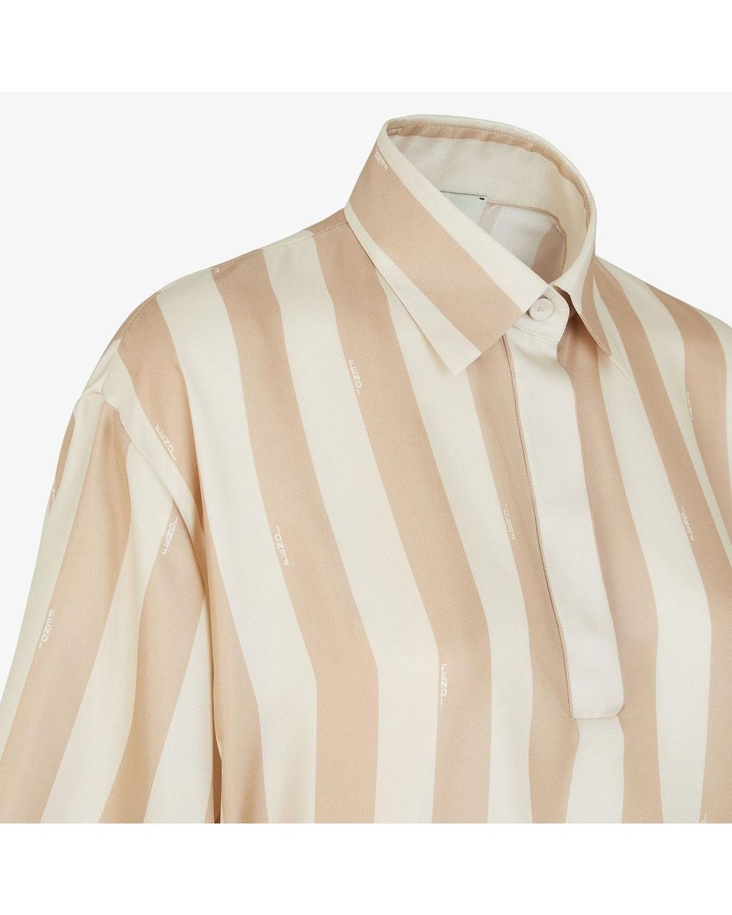 Fendi Natural Striped Drawstring Hem Cropped Shirt