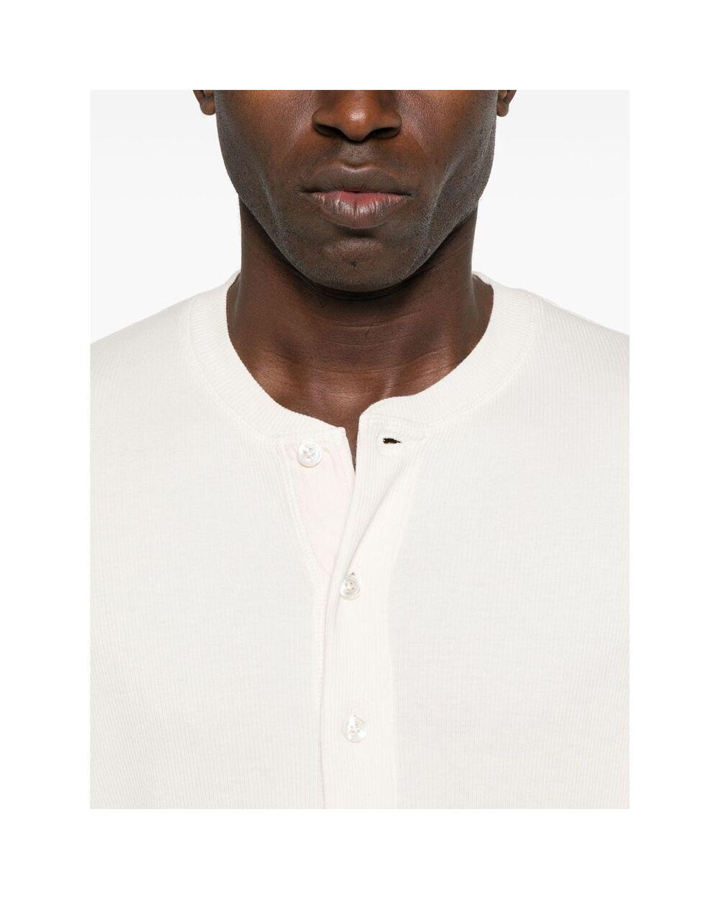 Tom Ford White Fine-Ribbed Logo Embroidered T-Shirt for men