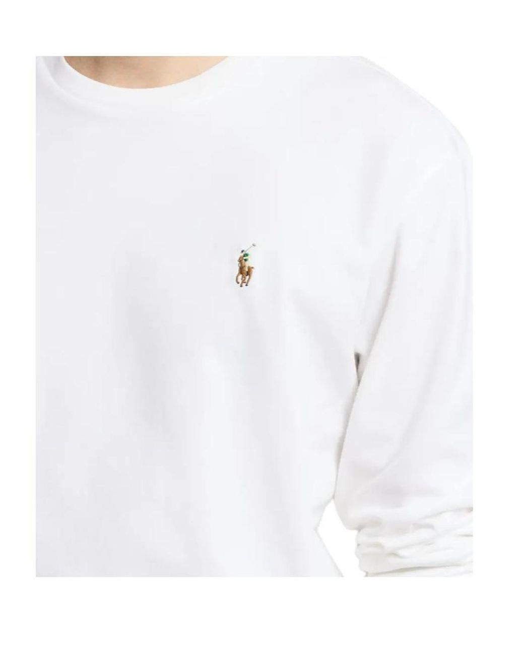 Polo Ralph Lauren White Logo-Embroidered Long-Sleeve T-Shirt for men