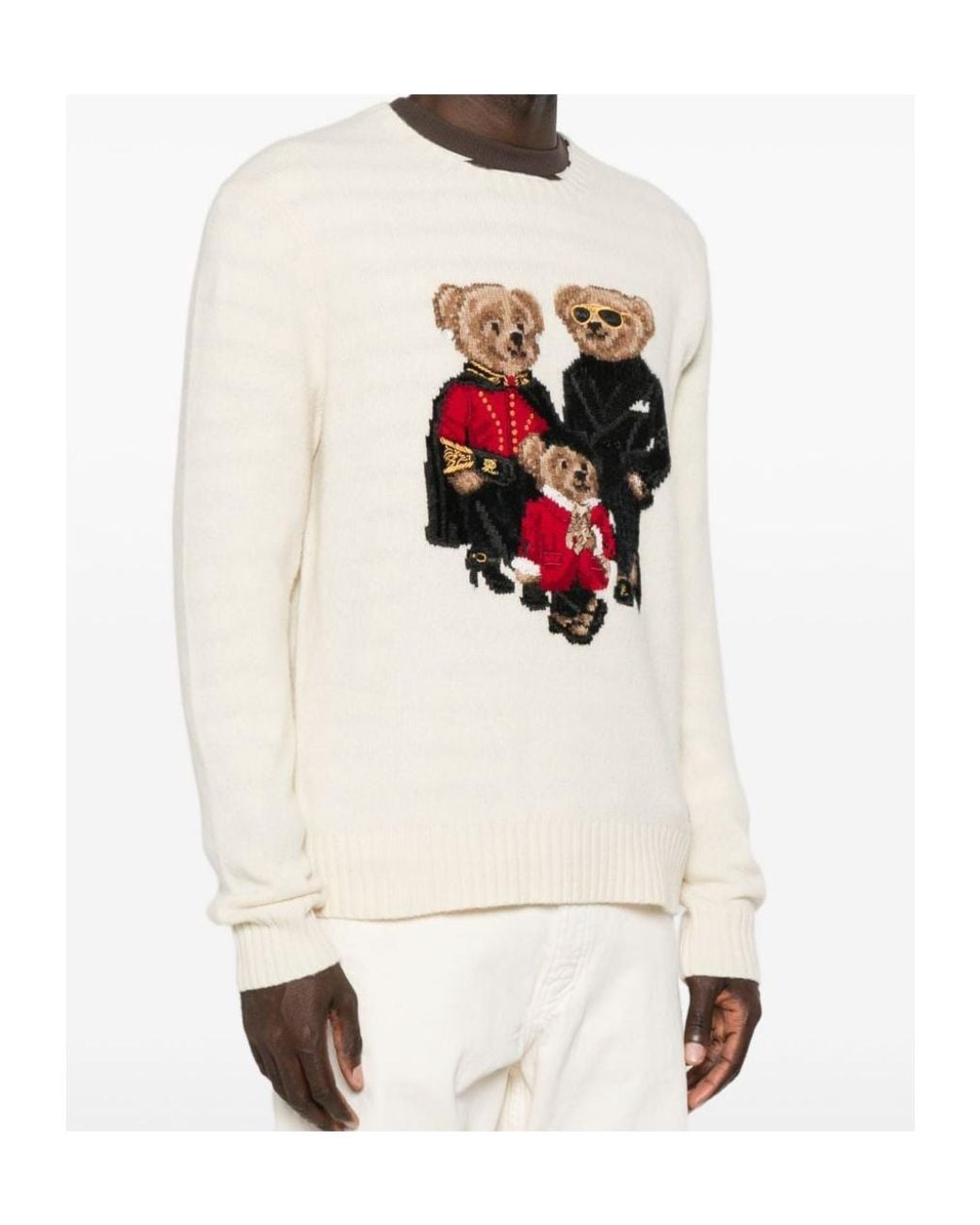 Polo Ralph Lauren White Polo Bear Intarsia-Knit Sweater for men