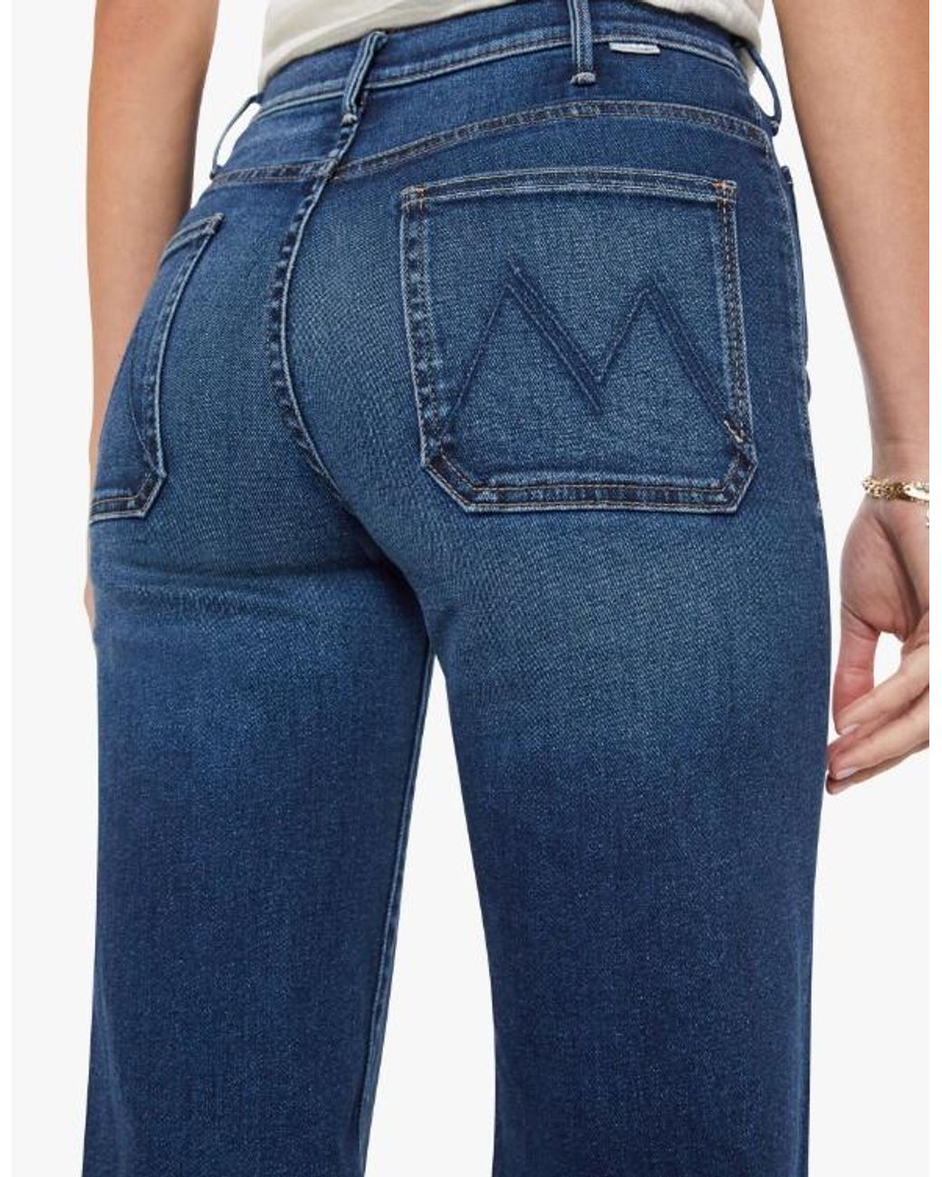 Mother Blue Hustler Roller Patch-Pocket Jeans