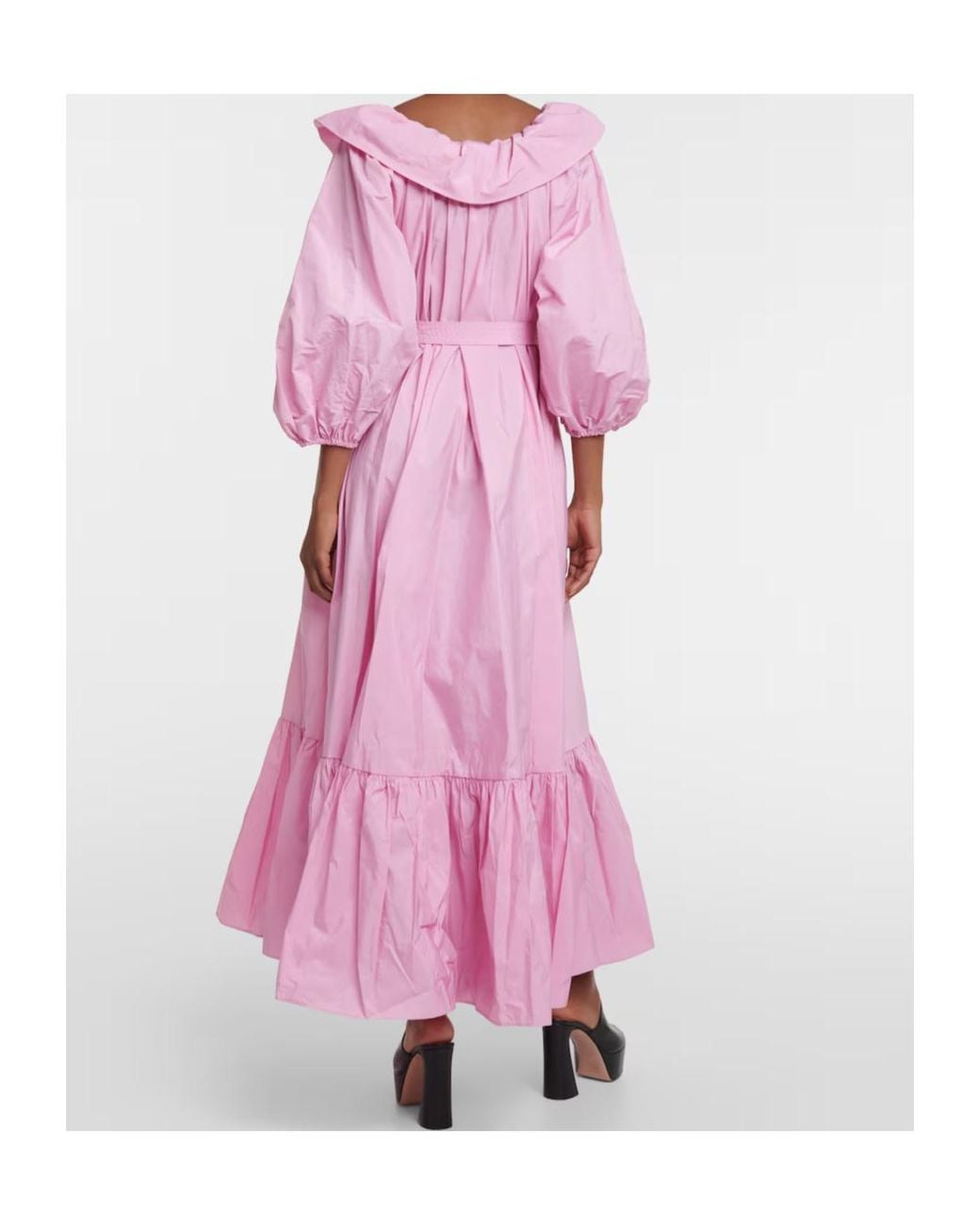 Patou Pink Off-The-Shoulder Long-Sleeved Dress
