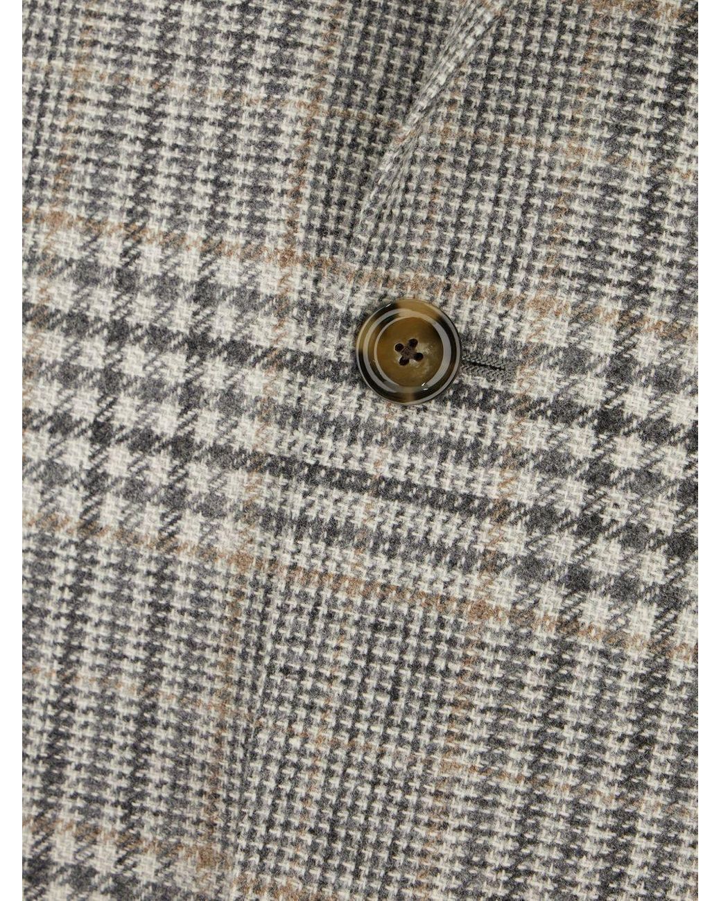 Lardini Gray Single-Breasted Checked Blazer for men