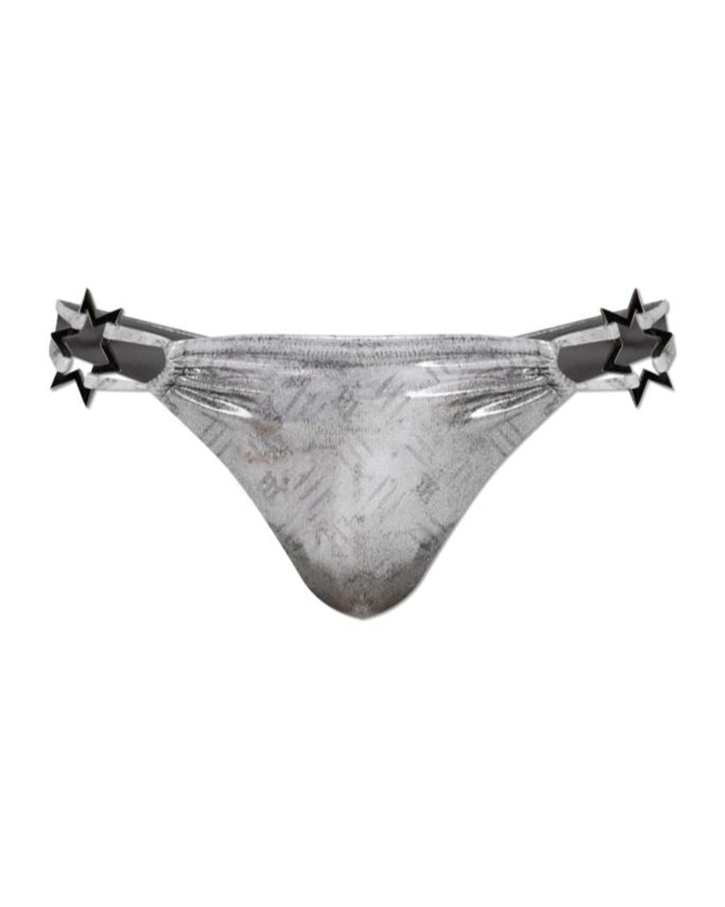 M I S B H V Gray Star-Appliqué Bikini Bottoms