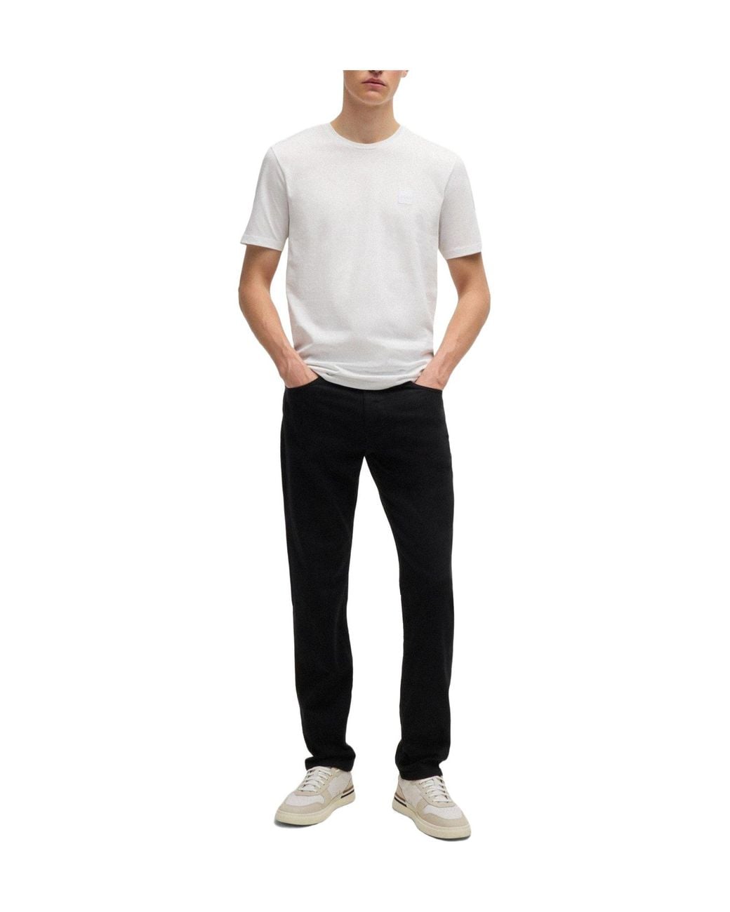 Boss White Solid Color T-Shirt for men