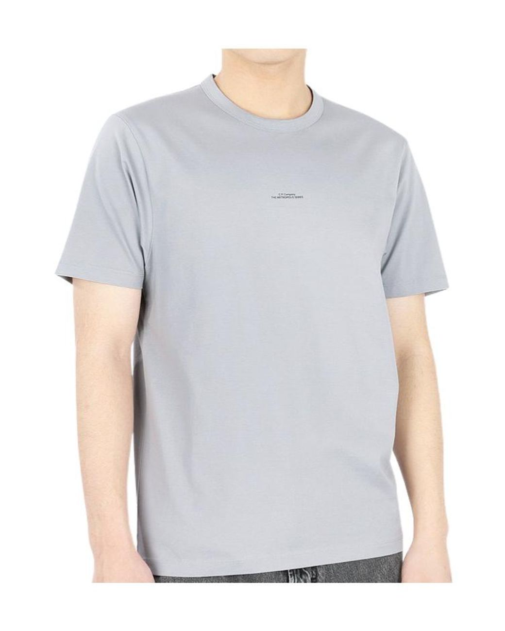 C P Company Gray Logo-Print Cotton T-Shirt for men