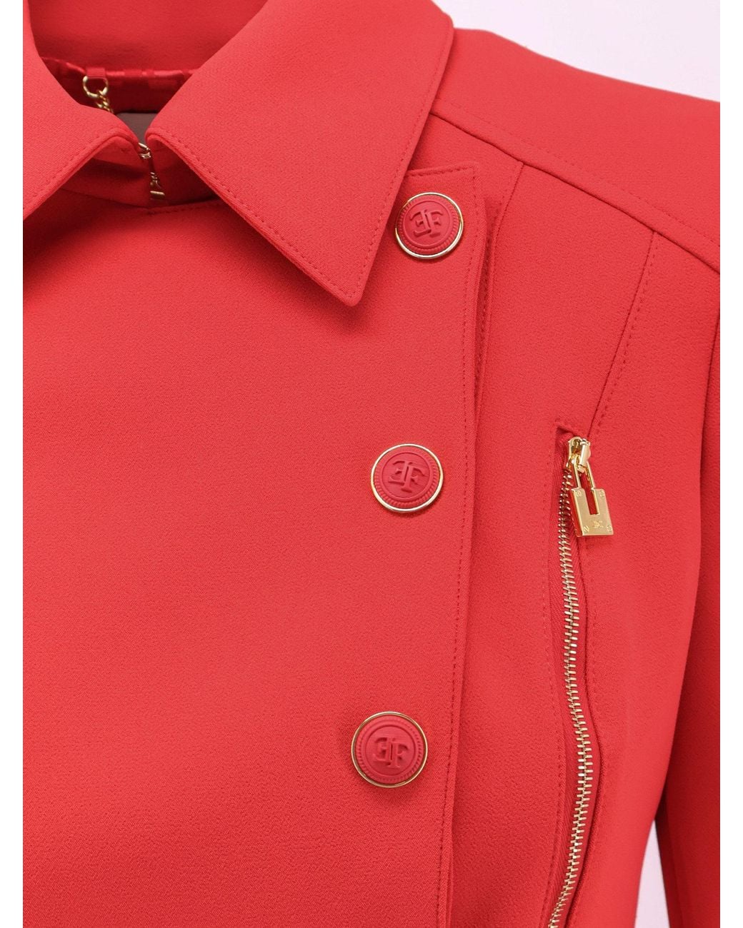 Elisabetta Franchi Red Peplum Double-Breasted Jacket