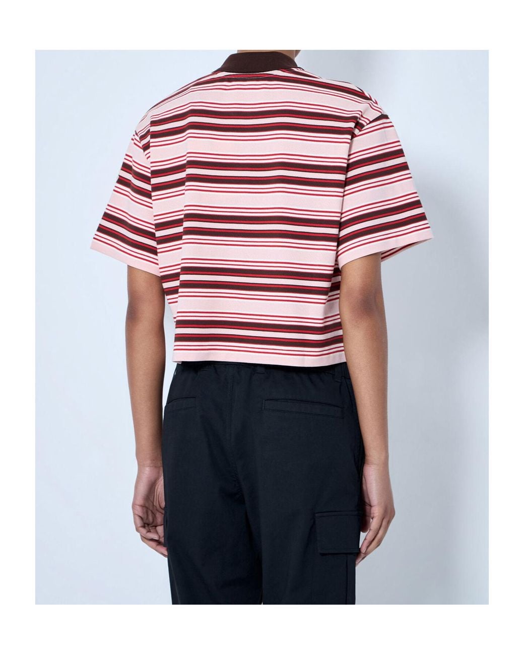 Moncler Pink Striped Short-Sleeve Polo Shirt