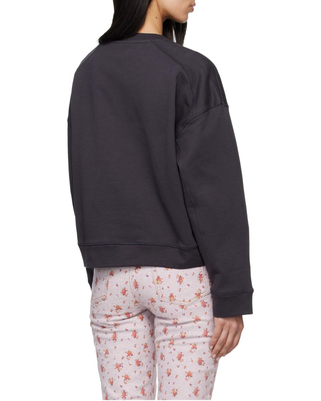 Ganni Black Raspberry-Print Crewneck Sweatshirt