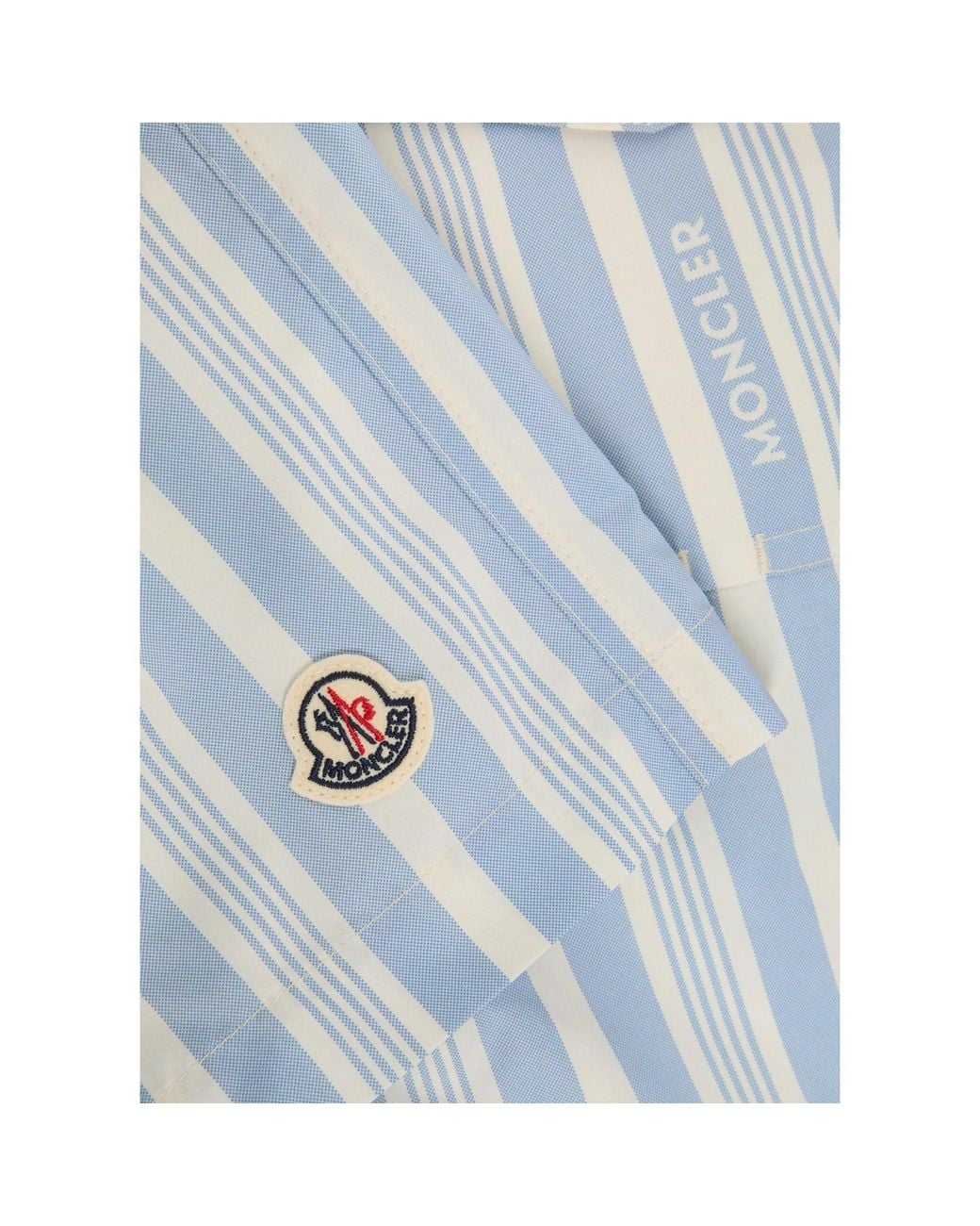 Moncler Blue Vertical-Striped Beach Shorts for men
