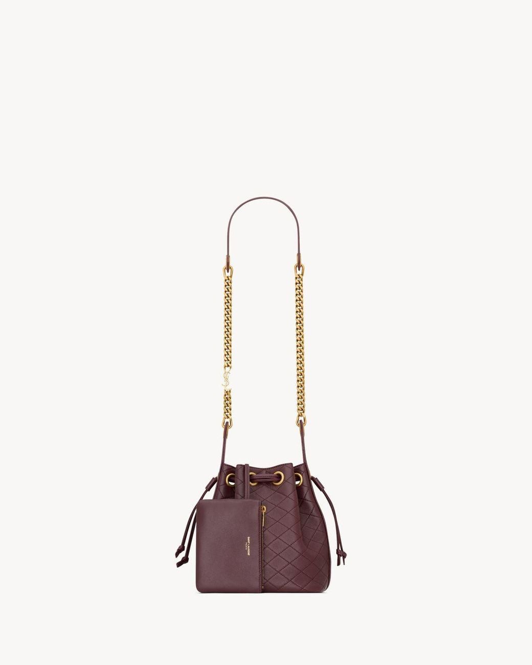 Saint Laurent Purple Cassandre Logo Plaque Bucket Bag