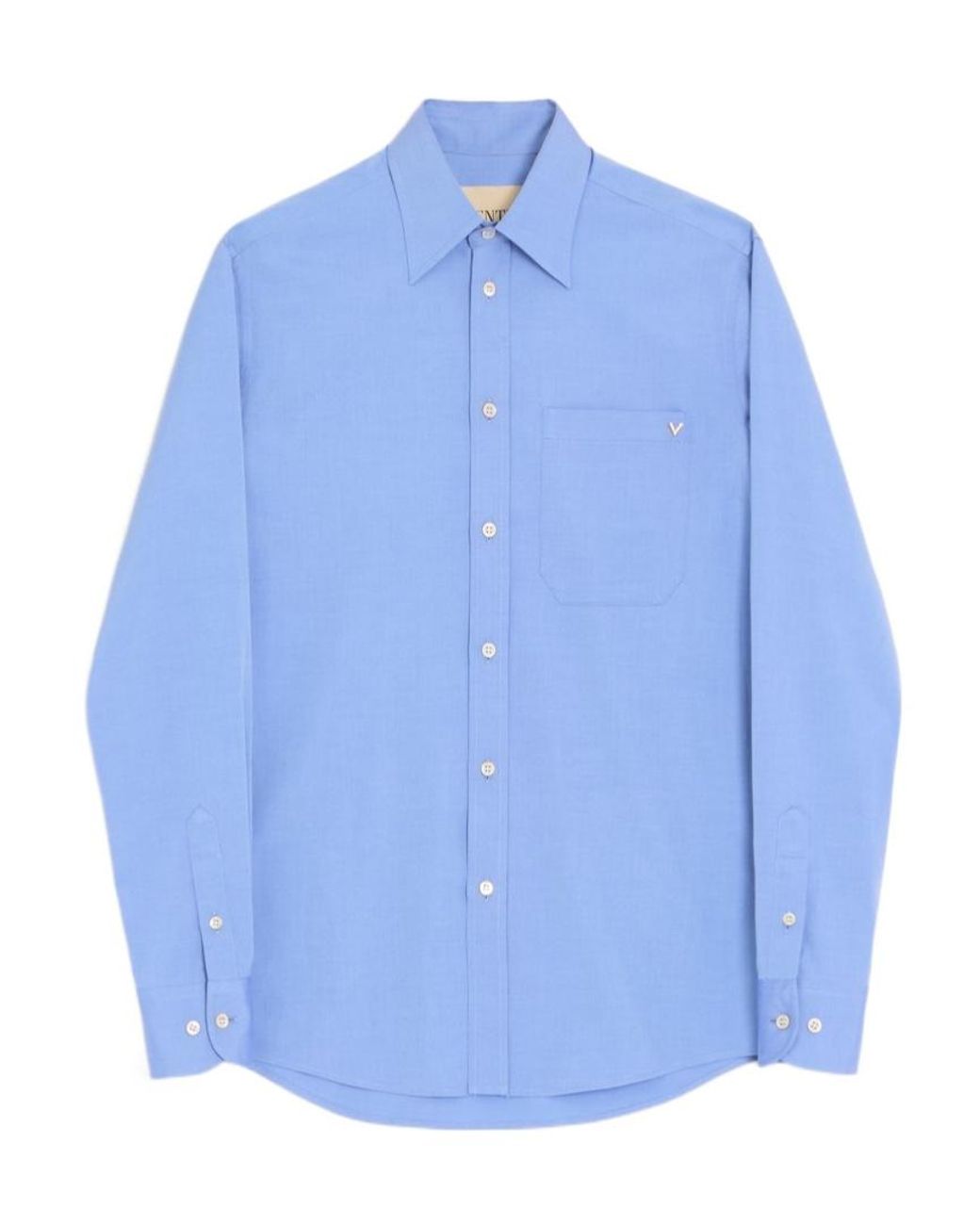 Valentino Blue Oxford Vgold Button-Up Shirt for men