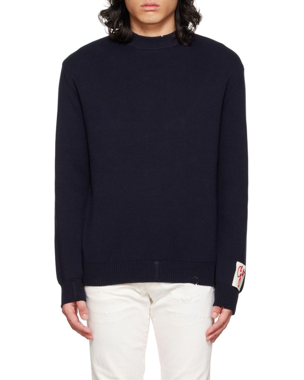 Golden Goose Deluxe Brand Blue Logo Patch Knitted Jumper for men
