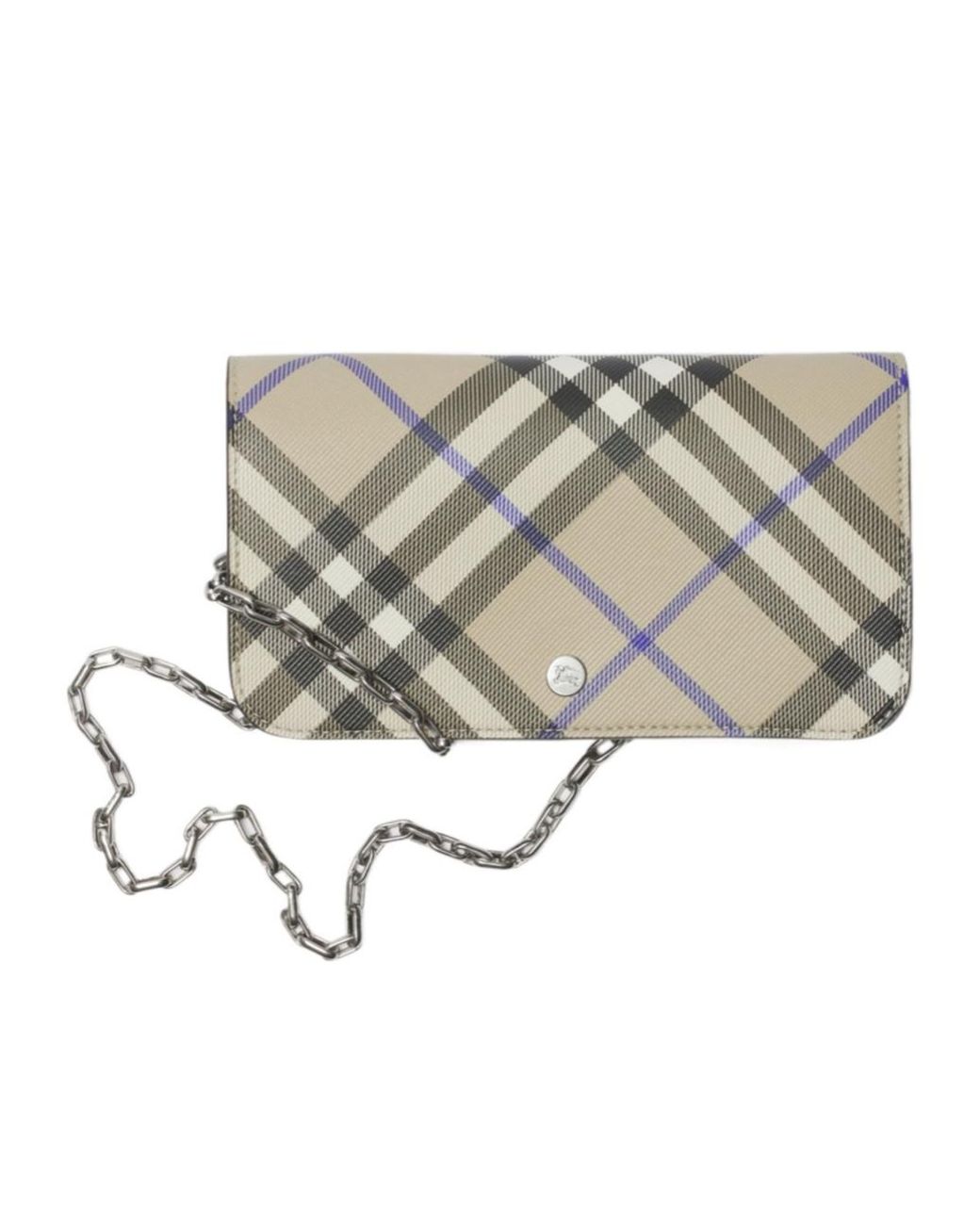 Burberry Metallic Checked Chain-Linked Wallet