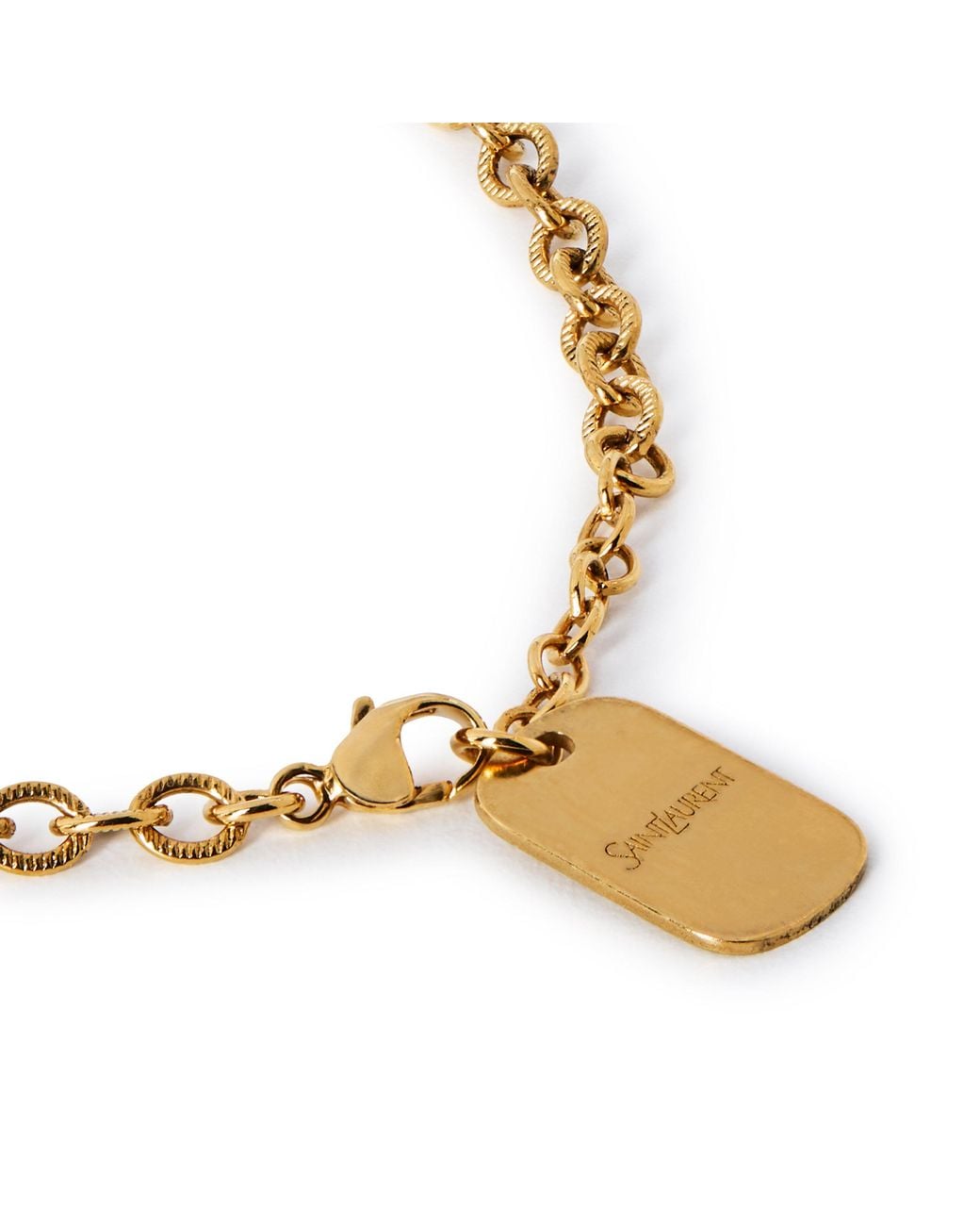 Saint Laurent White Twisted Pattern Oval Delicate Chain Bracelet for men