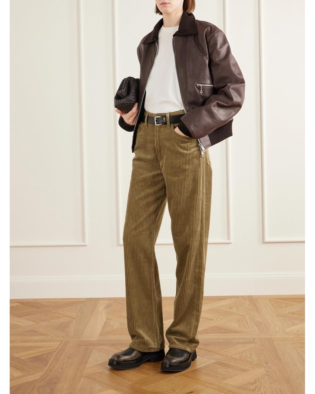 Agolde Natural Corduroy Straight-Leg Pants