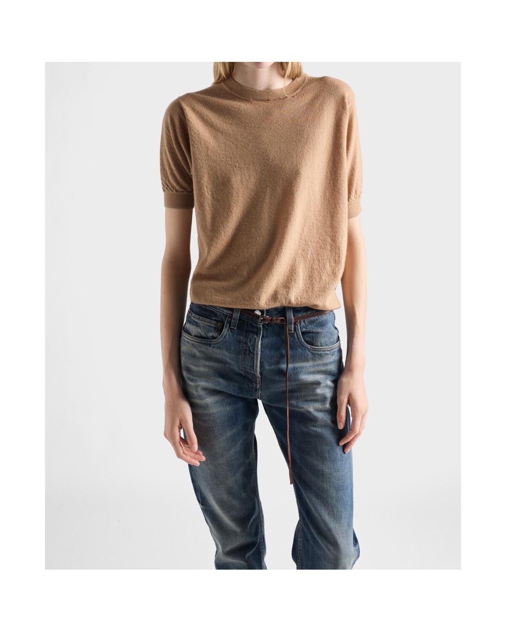 Prada Brown Short Sleeved Crewneck Jumper