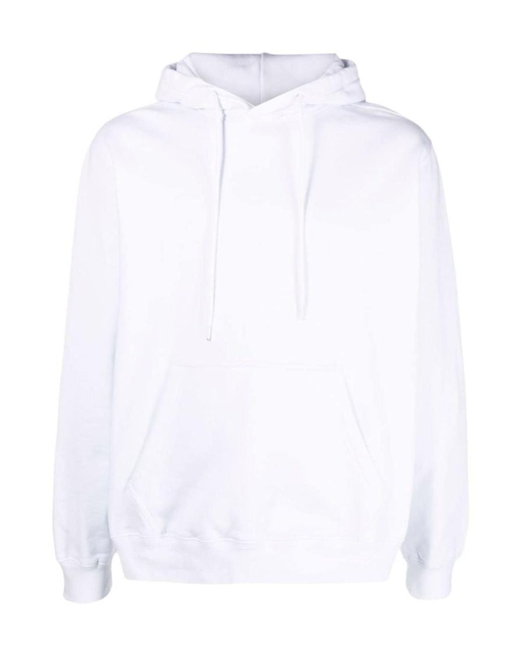 MSGM White Logo Printed Drawstring Hoodie for men