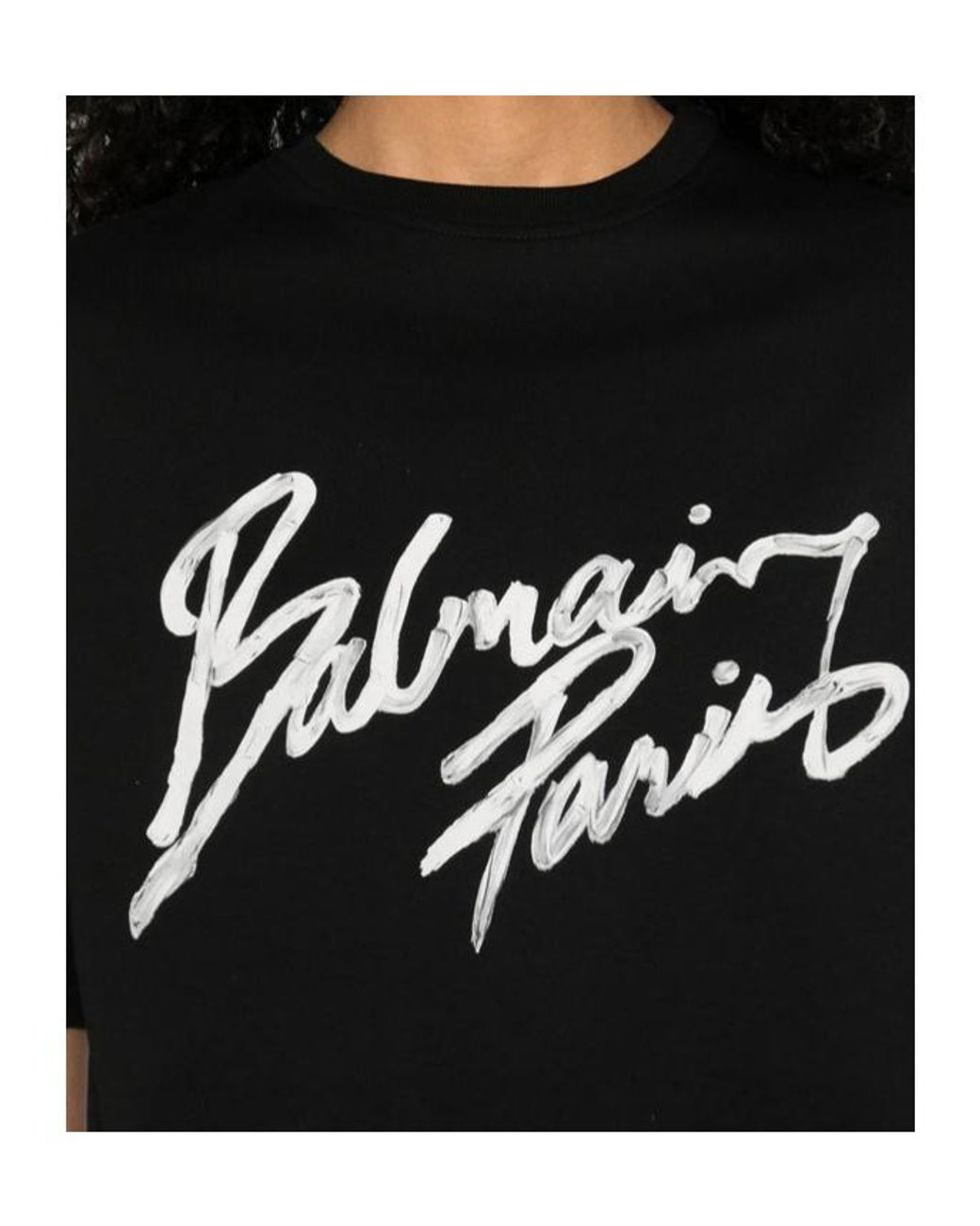 Balmain Black Graphic Printed Cropped T-Shirt