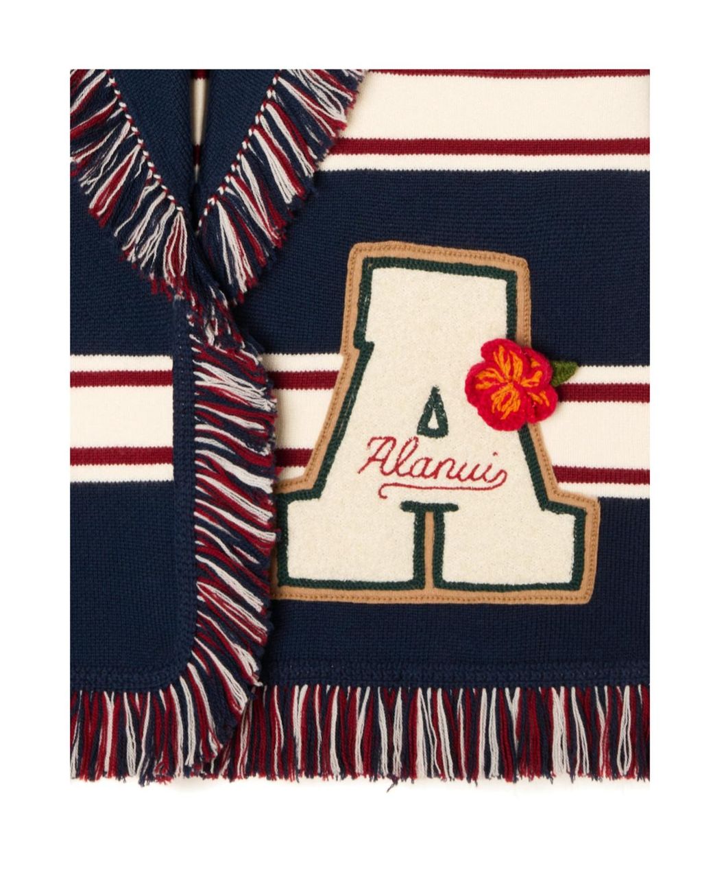 Alanui Blue Striped Fringe Long Cardigan
