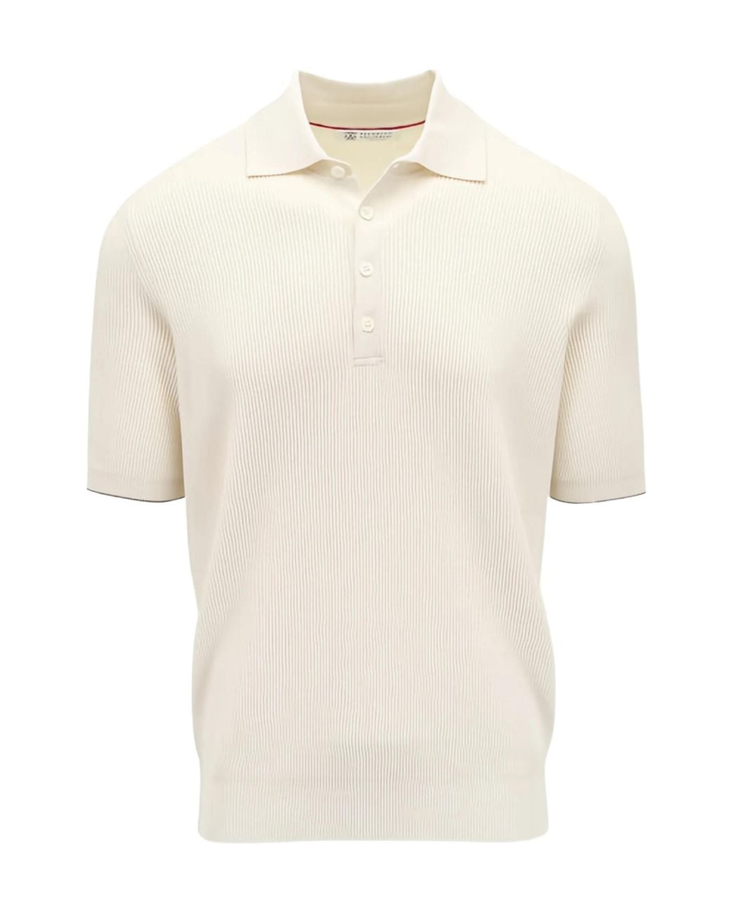 Brunello Cucinelli White Short-Sleeve Buttoned Polo Shirt for men