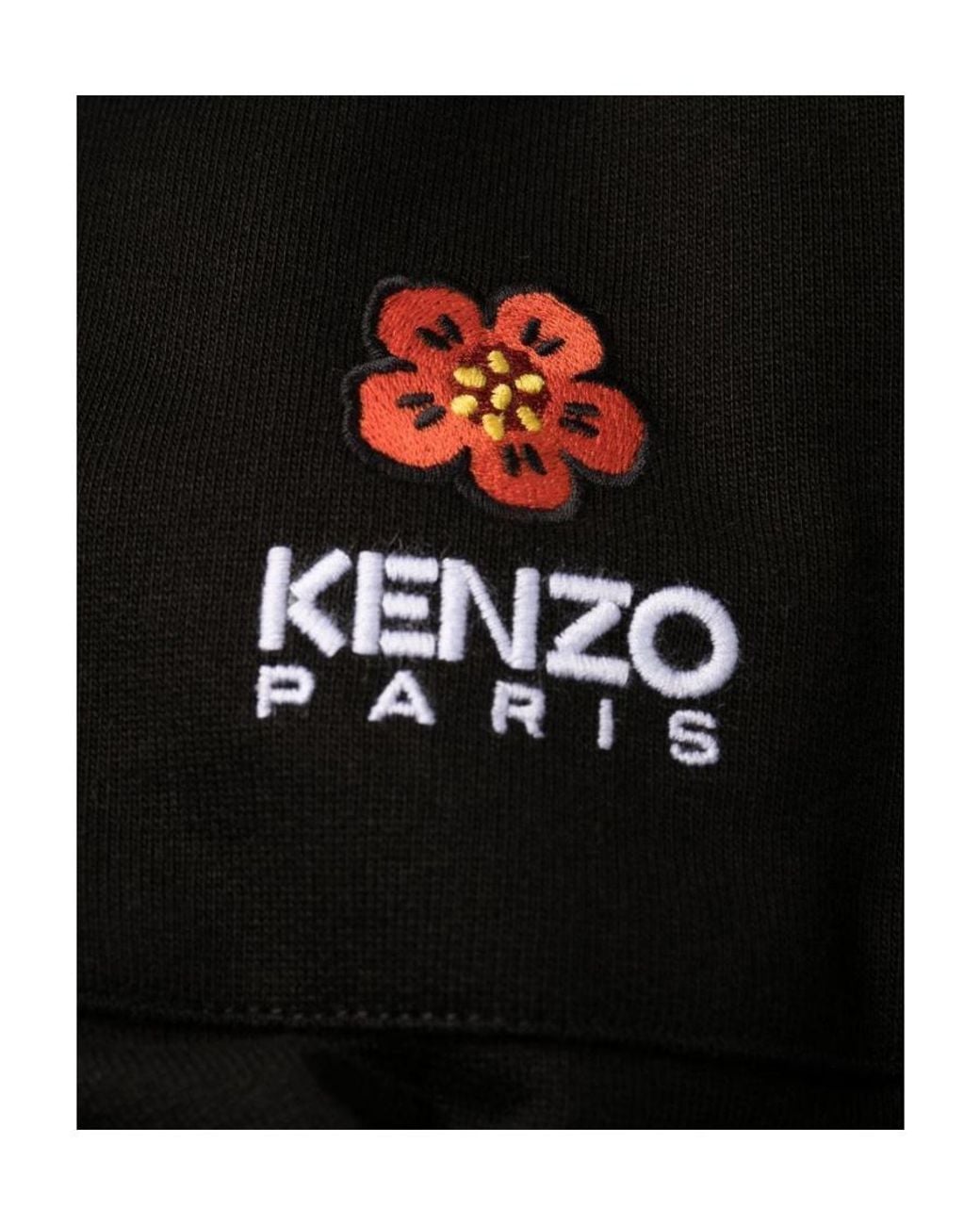 KENZO Black Logo Embroidered Jogging Pants for men